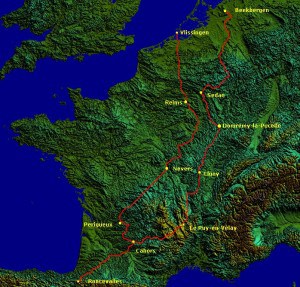 De route van Niet Naar Santiago en weer terug
